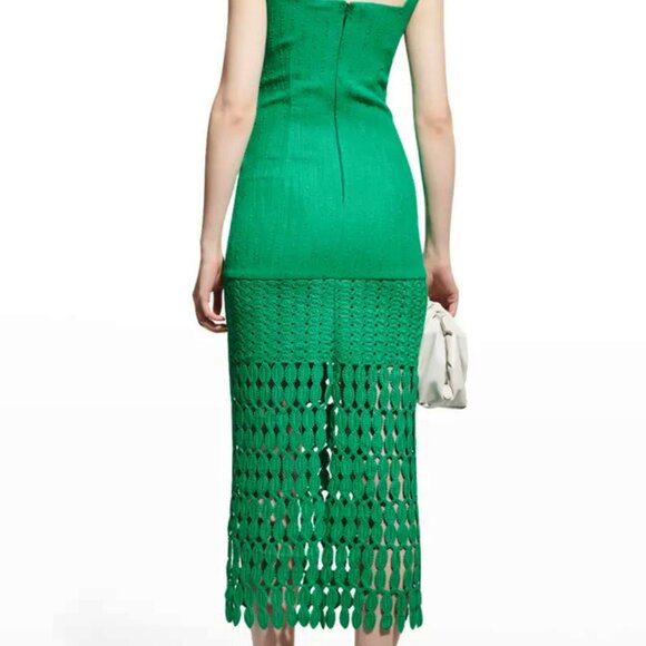 NWT $595 ALEXIS  South Scalloped Lace Knit Midi Dress - Green -  Size S - Picture 11 of 14
